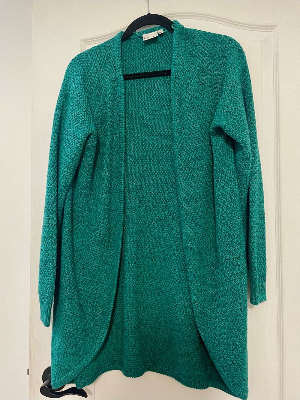 ICHI Open-Front Teal Knit Cardigan  — Small